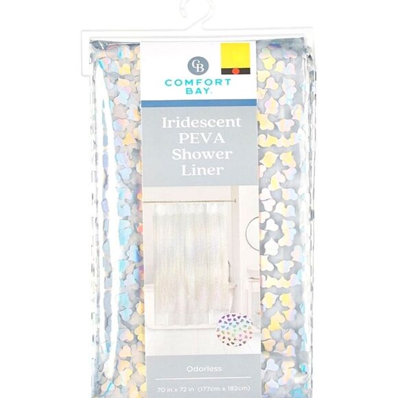 Comfort Bay Iridescent Hearts Shower Curtain Liner - Picture 2 of 8